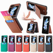 Card Holder Folding Leather Case For Galaxy Z Flip Series