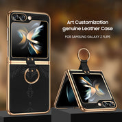 Electroplated Ring Leather Case For Galaxy Z Flip Series