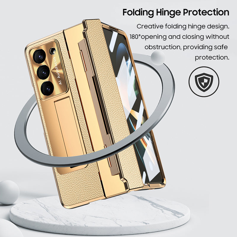 Electroplated Mobile Phone Leather Case For Galaxy Z Fold Series