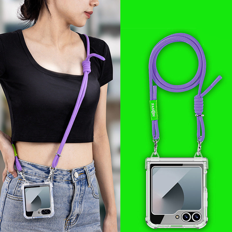 Adjustable Lanyard Transparent Case For Galaxy Z Flip 6