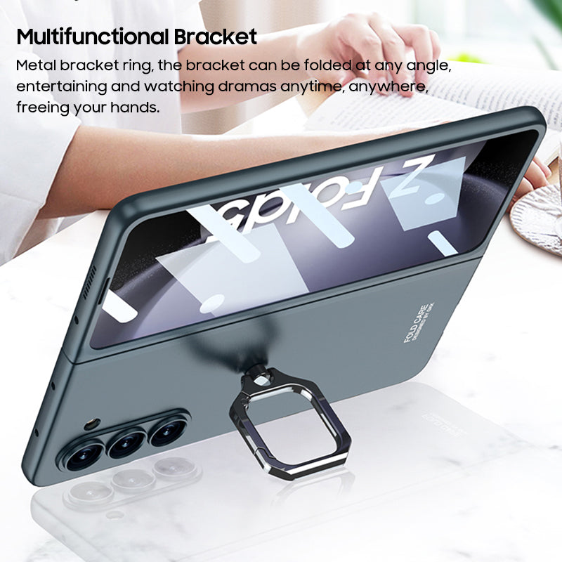 Matte Texture Ring Holder Case For Galaxy Z Fold Series