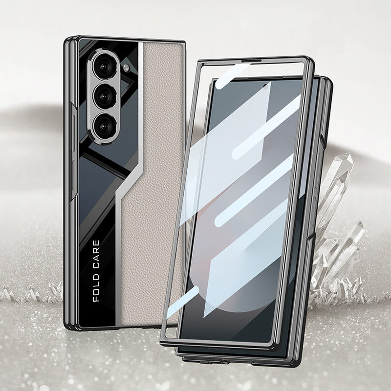 Business Electroplated Leather Case For Galaxy Z Fold 6