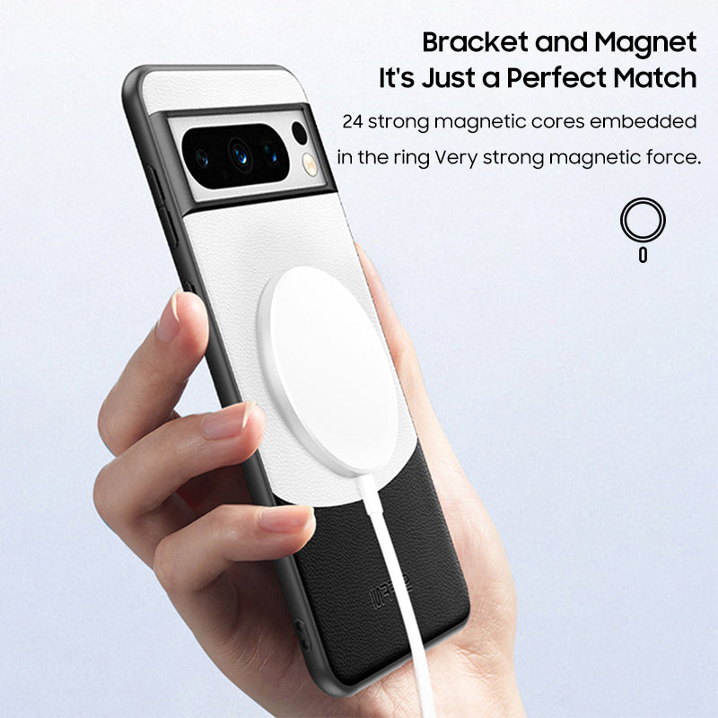 Google Magsafe Series | Magnetic Ring Contrast Leather Phone Case