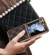 Luxury Electroplated Mobile Phone Leather Case For Galaxy Z Flip5