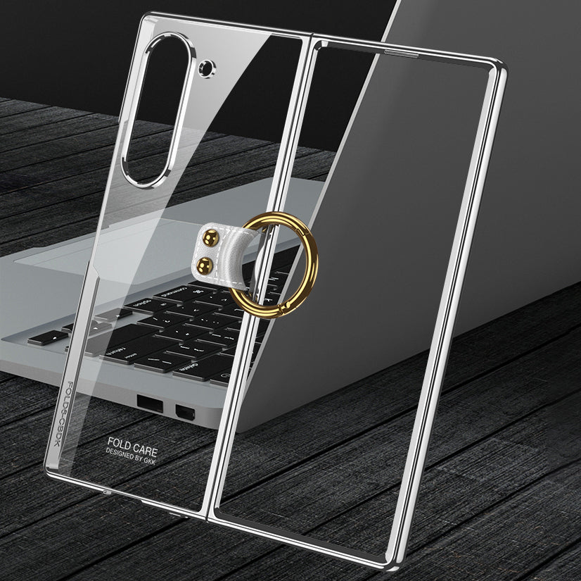 Transparent Electroplated Mobile with Ring For Galaxy Z Fold Series