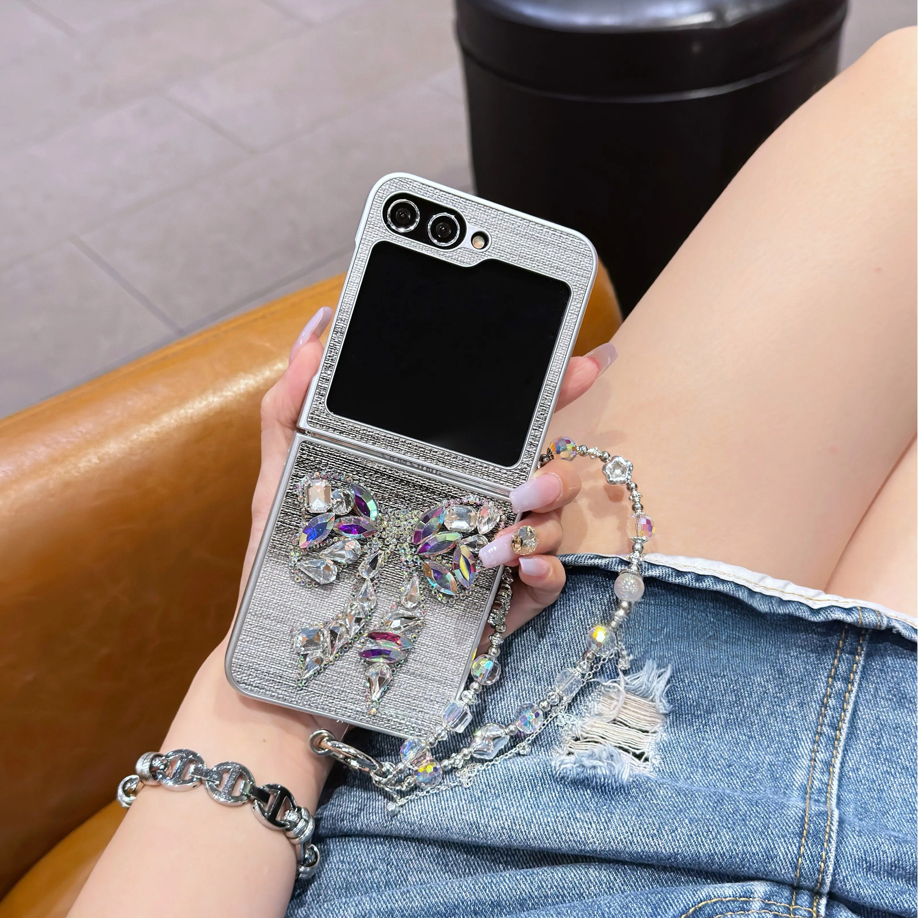 Luxury Diamond Bow-Knot Chain Case for Samsung Galaxy Z Flip Series