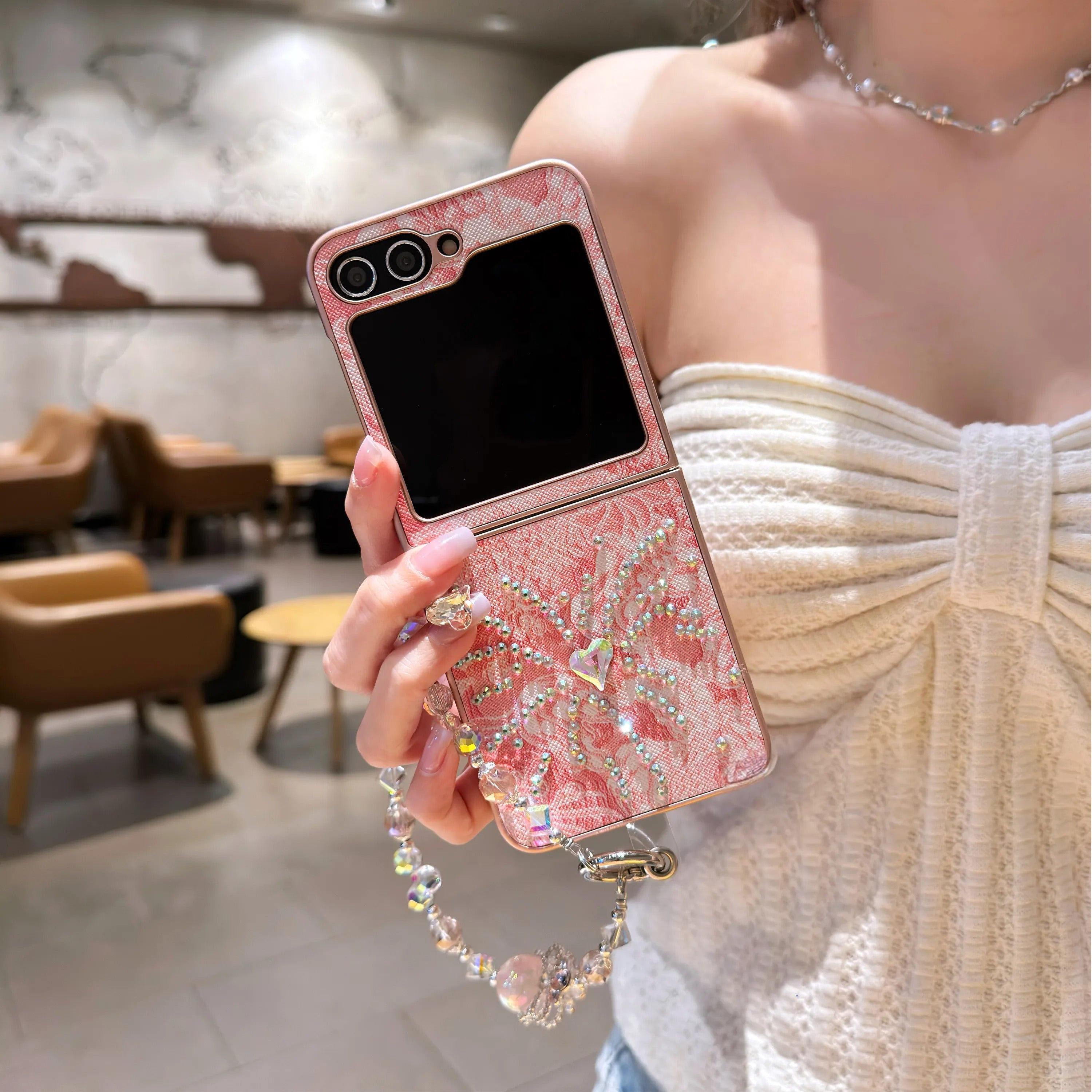 Luxury Firework Crystal Chain Case for Samsung Galaxy Z Flip Series