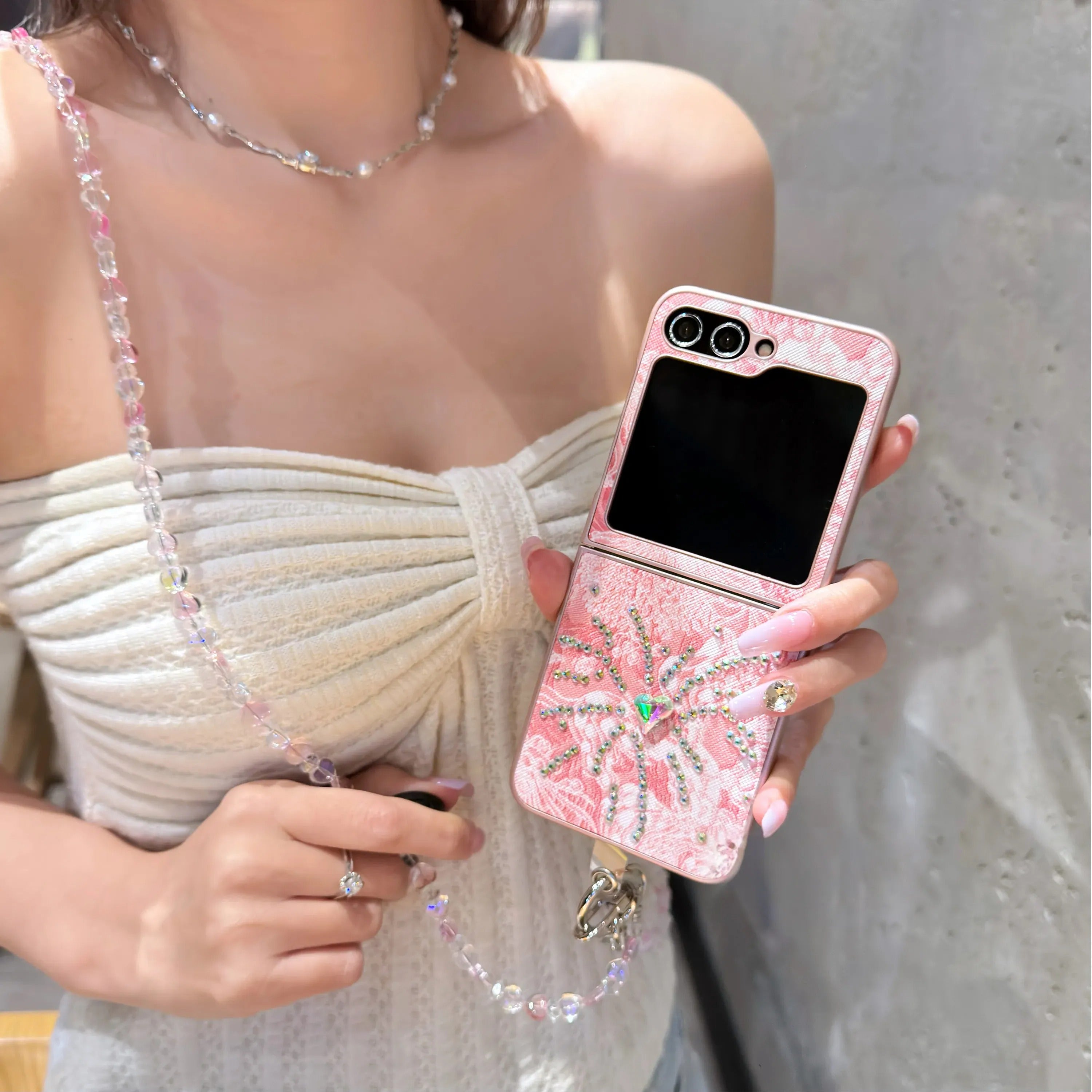 Luxury Firework Crystal Chain Case for Samsung Galaxy Z Flip Series