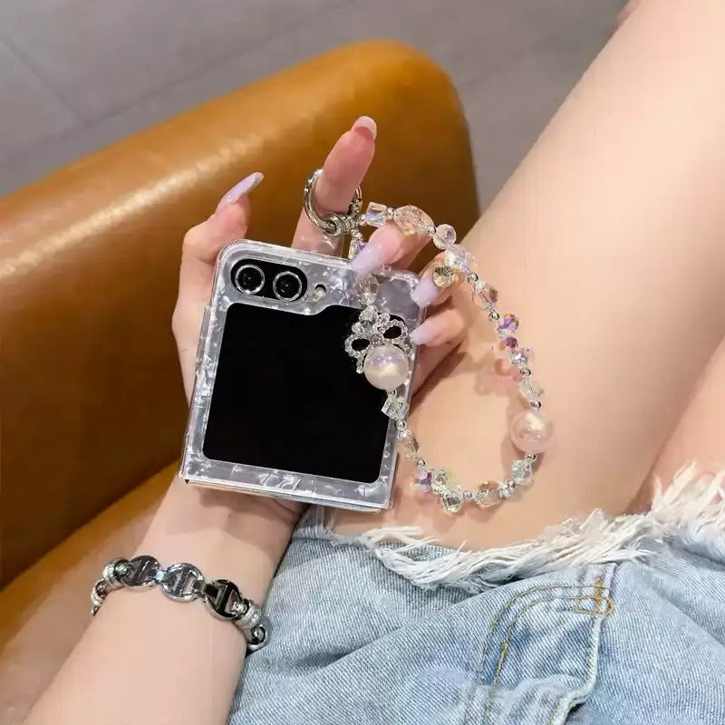 Crystal Glamour Beaded Chain Phone Case For Galaxy Z Flip