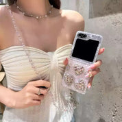 Crystal Glamour Beaded Chain Phone Case For Galaxy Z Flip