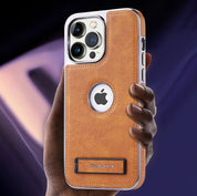 iPhone Series | Invisible Stand Premium Genuine Leather Phone Case