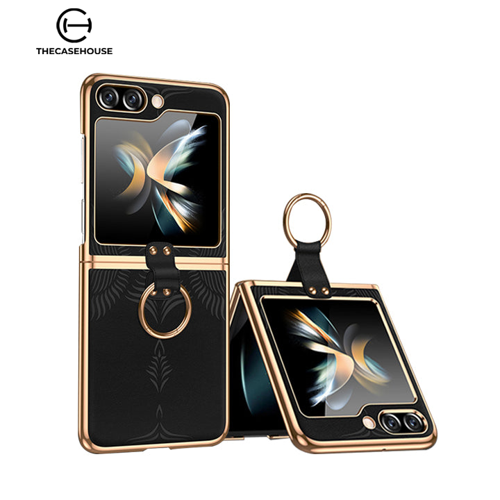 Electroplated Ring Leather Case For Galaxy Z Flip Series