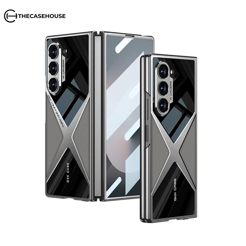 Cool Electroplated Leather Spliced Case For Galaxy Z Fold 6