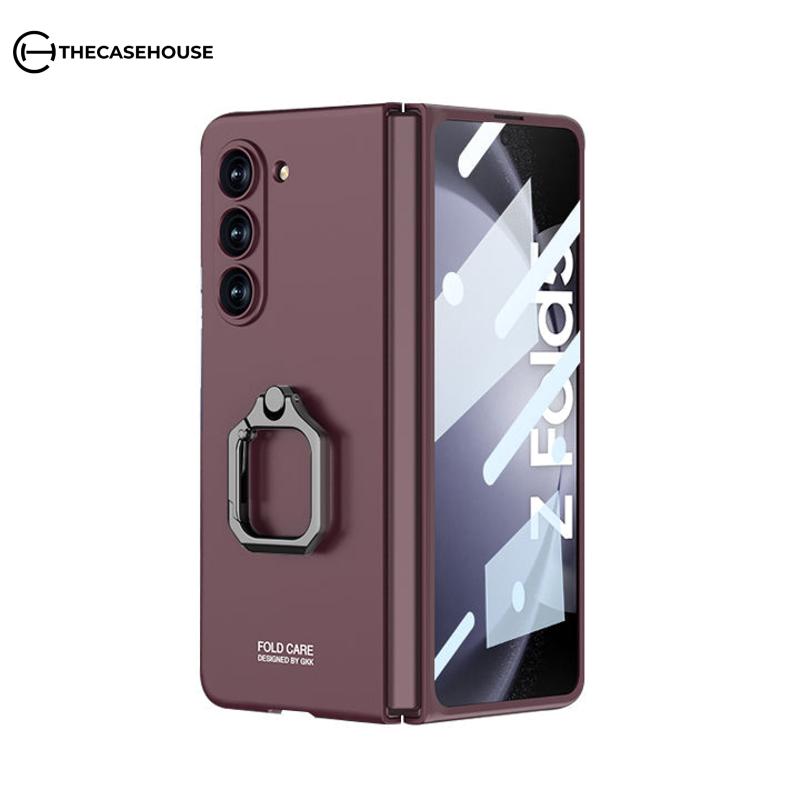 Matte Texture Ring Holder Case For Galaxy Z Fold Series