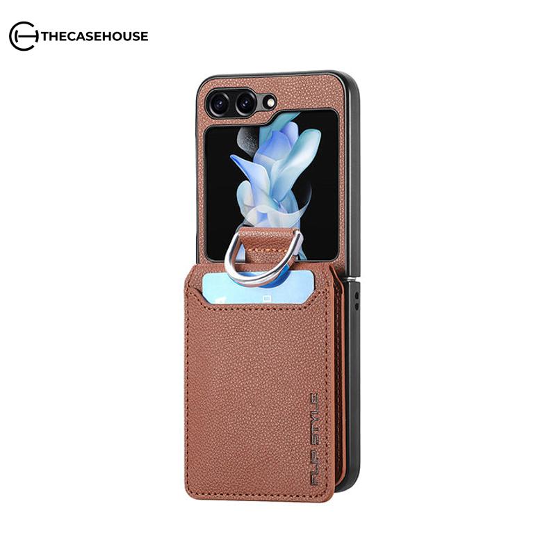 Card Holder Folding Leather Case For Galaxy Z Flip Series