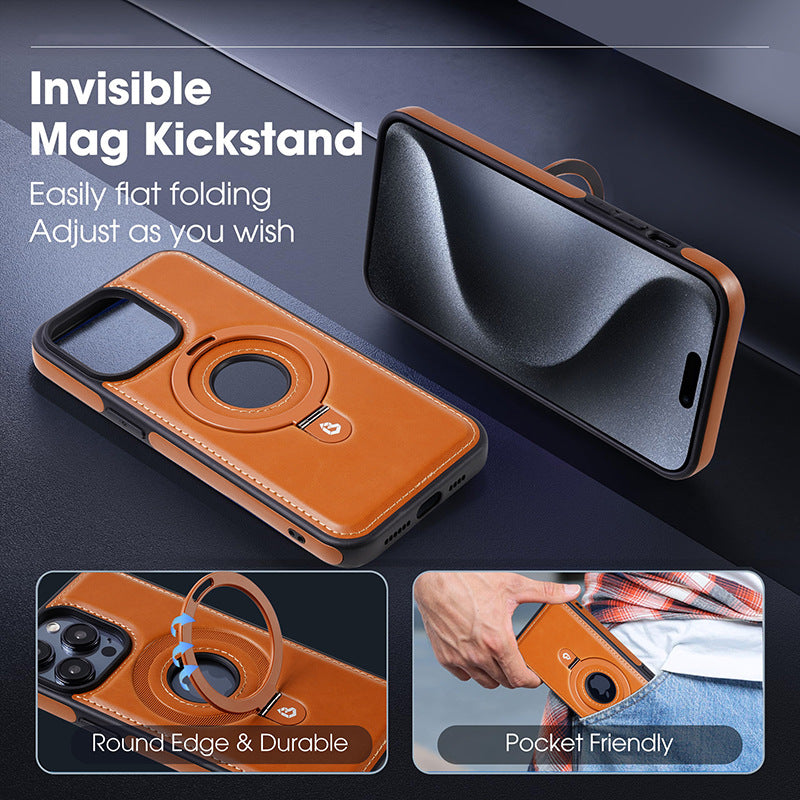 iPhone MagSafe Series | Integrated Swivel Stand Leather Case