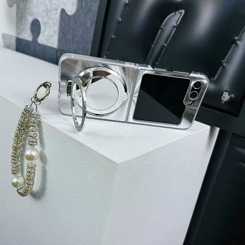 Glitter Aurora Case With Mirror And Stand For Samsung Galaxy Z Flip 5