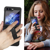 Wristband Rhombus Cell Phone Leather Case For Galaxy Z Flip Series
