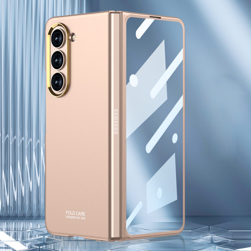 Frosted Phone Case with Metal Mirror Ring For Galaxy Z Fold Series