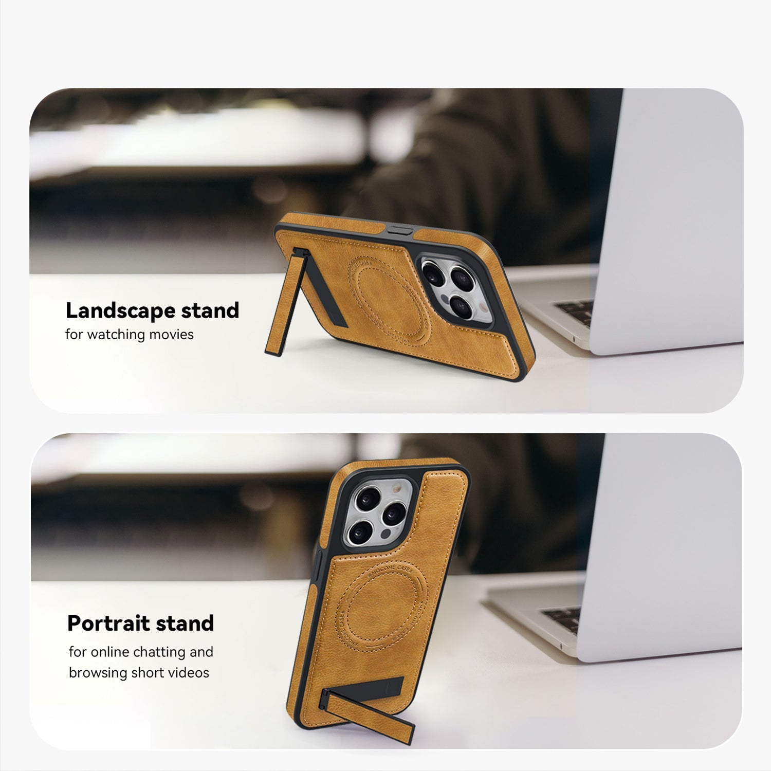 iPhone Magsafe Series | Retro Leather Case with Stand