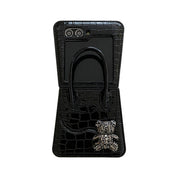 Luxury Croc Texture Sparkling Bear Crossbody Case for Galaxy Z Flip