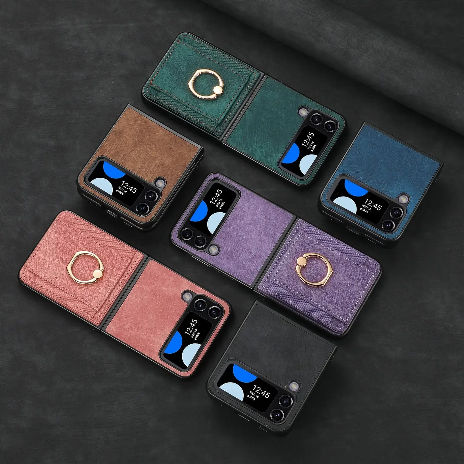 Leather Wallet Case with Ring For Galaxy Z Flip Series