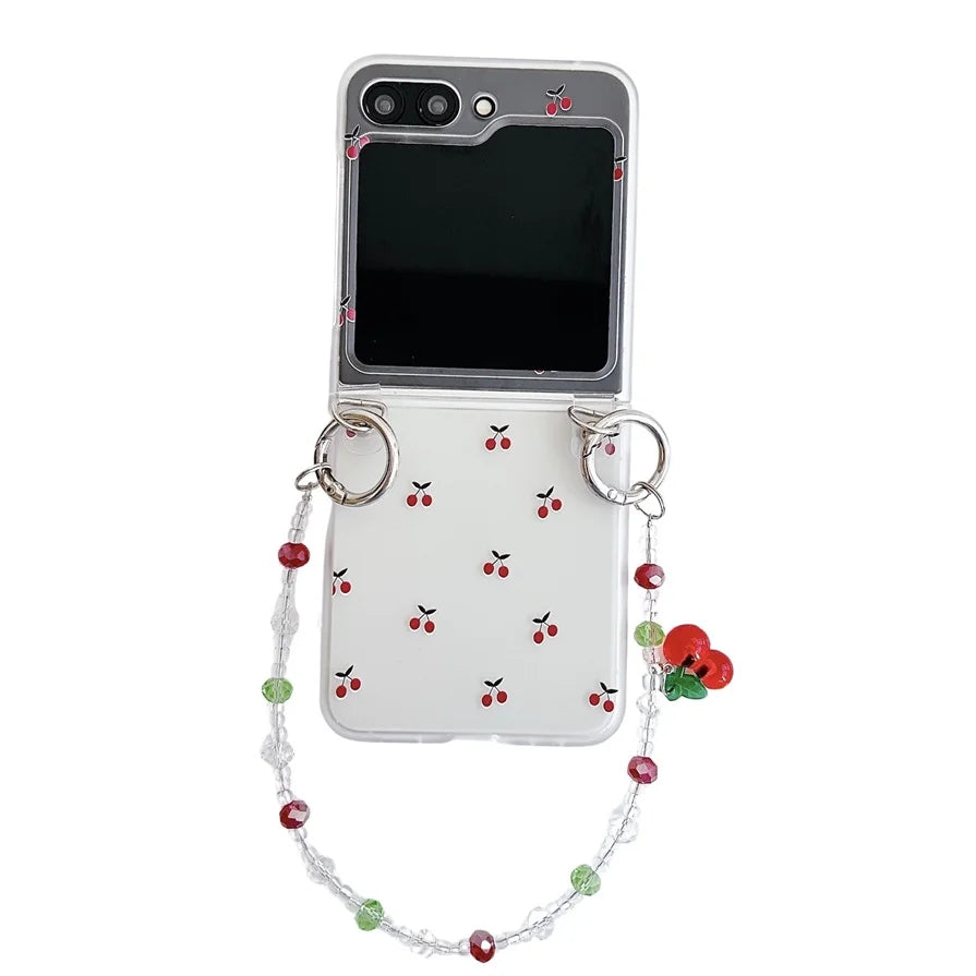 Cute Cherry Case with Wrist Strap for Galaxy Z Flip Series