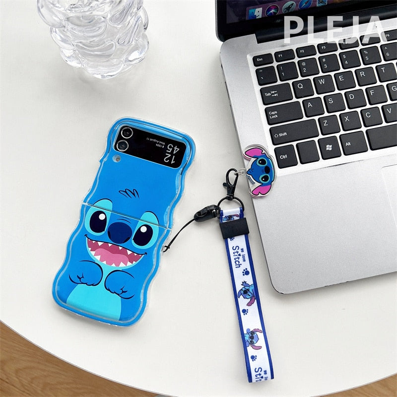 Cute Stitch Cartoon Wavy Case For Samsung Galaxy Z Flip