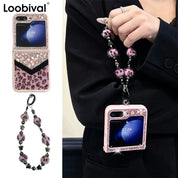 Leopard Glitter Gemstone Case with Bracelet for Galaxy Z Flip Series