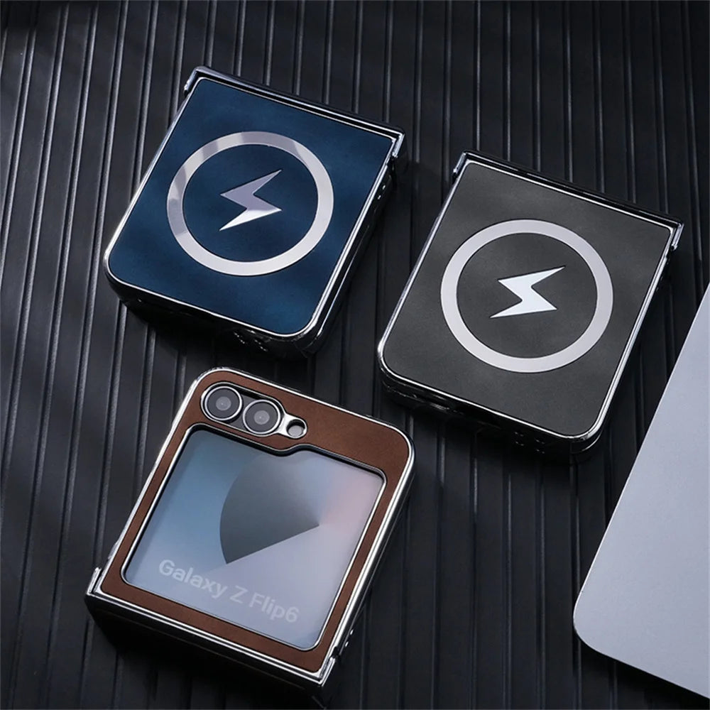 Lightning Magnetic Leather Case for Galaxy Z Flip Series