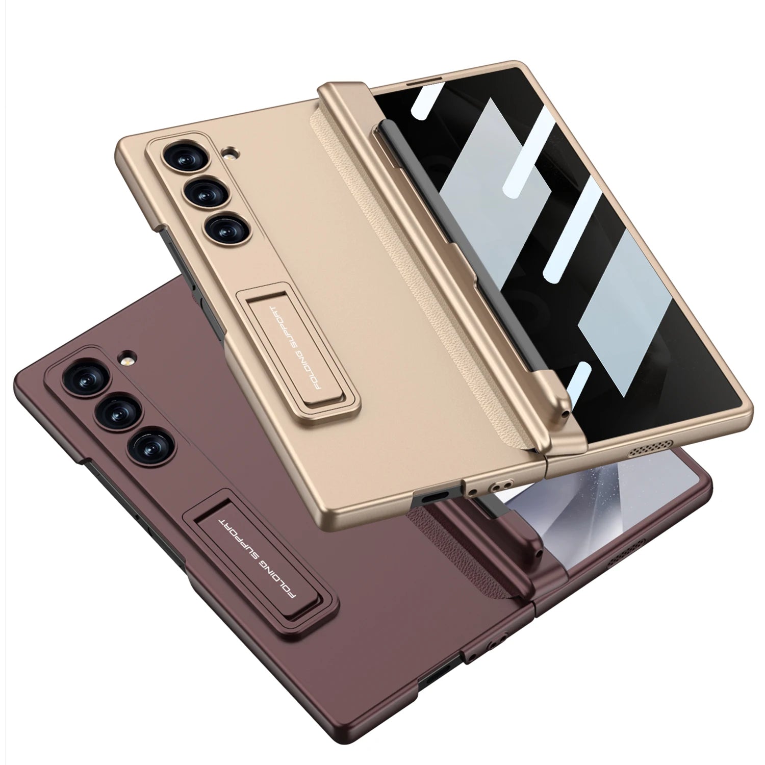 Magnetic Hinge Case with Pen Slot, Tempered Screen & Stand for Galaxy Z Fold6