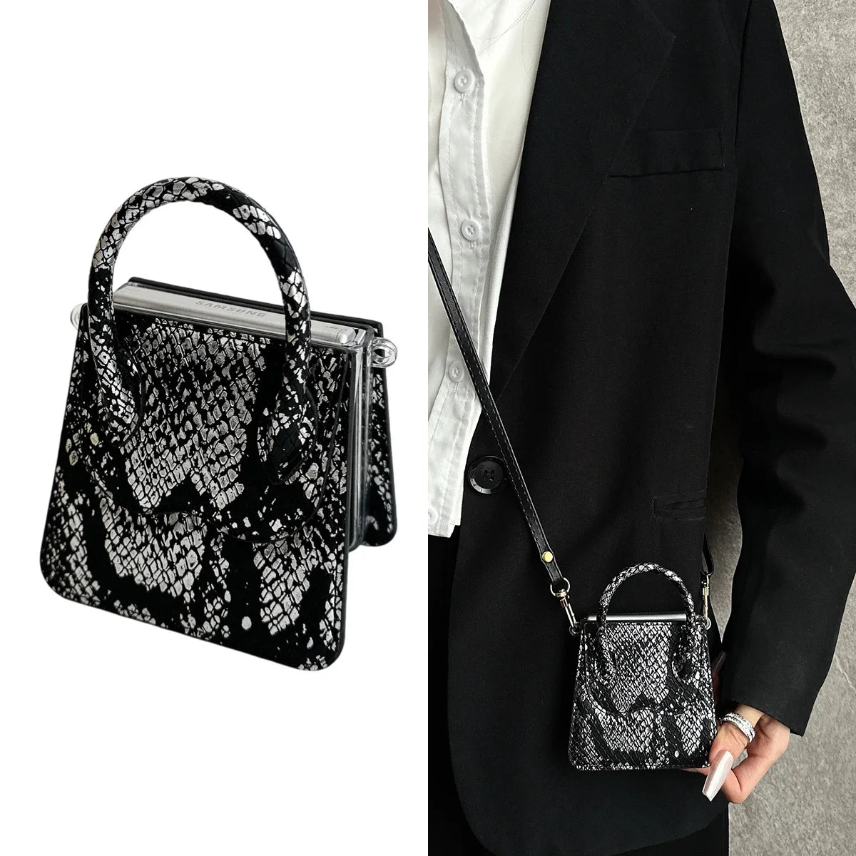 Serpentina Luxe Snake Skin Crossbody Case for Z Flip