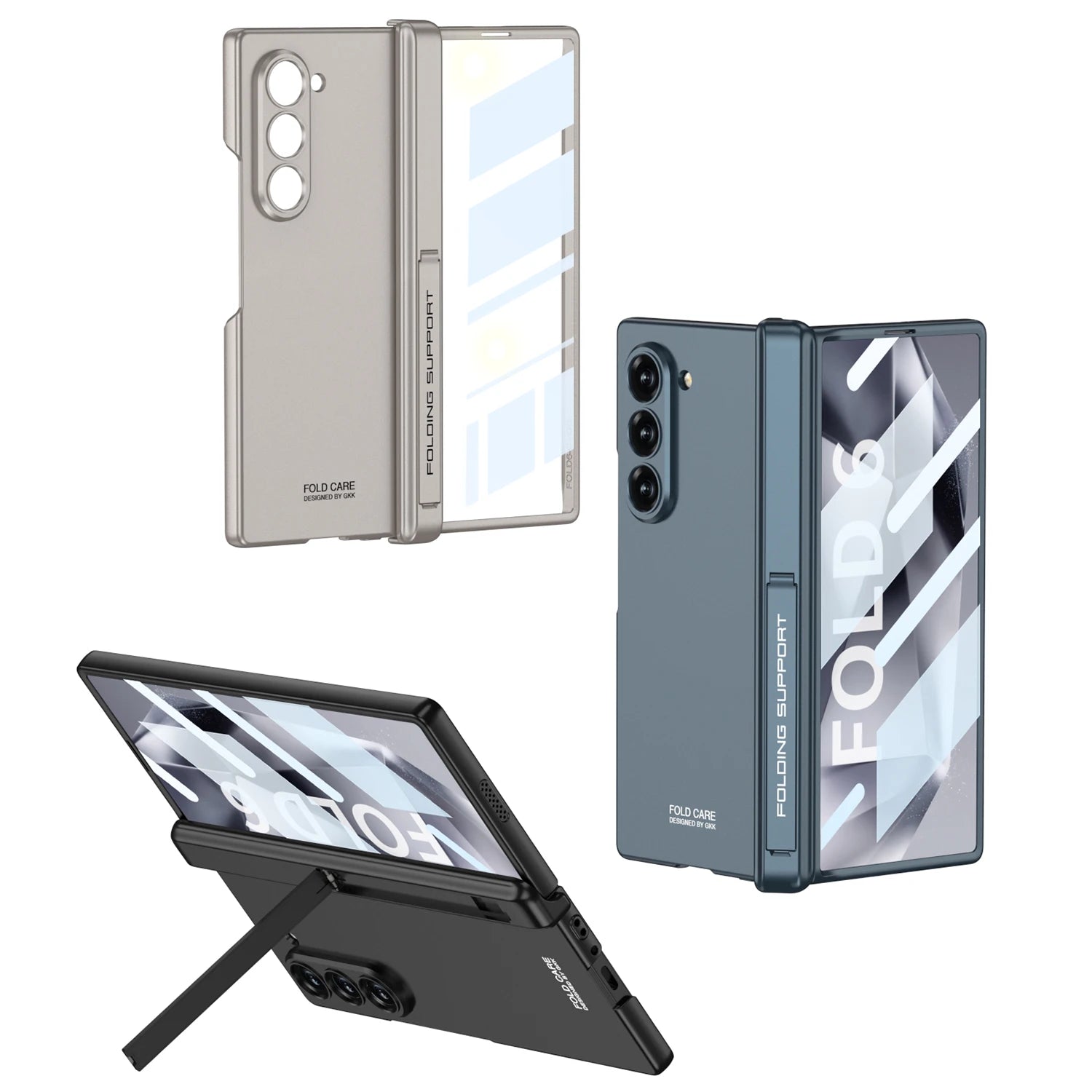 Magnetic Hinge Protection Hard Case with Screen Protector for Samsung Galaxy Z Fold 6