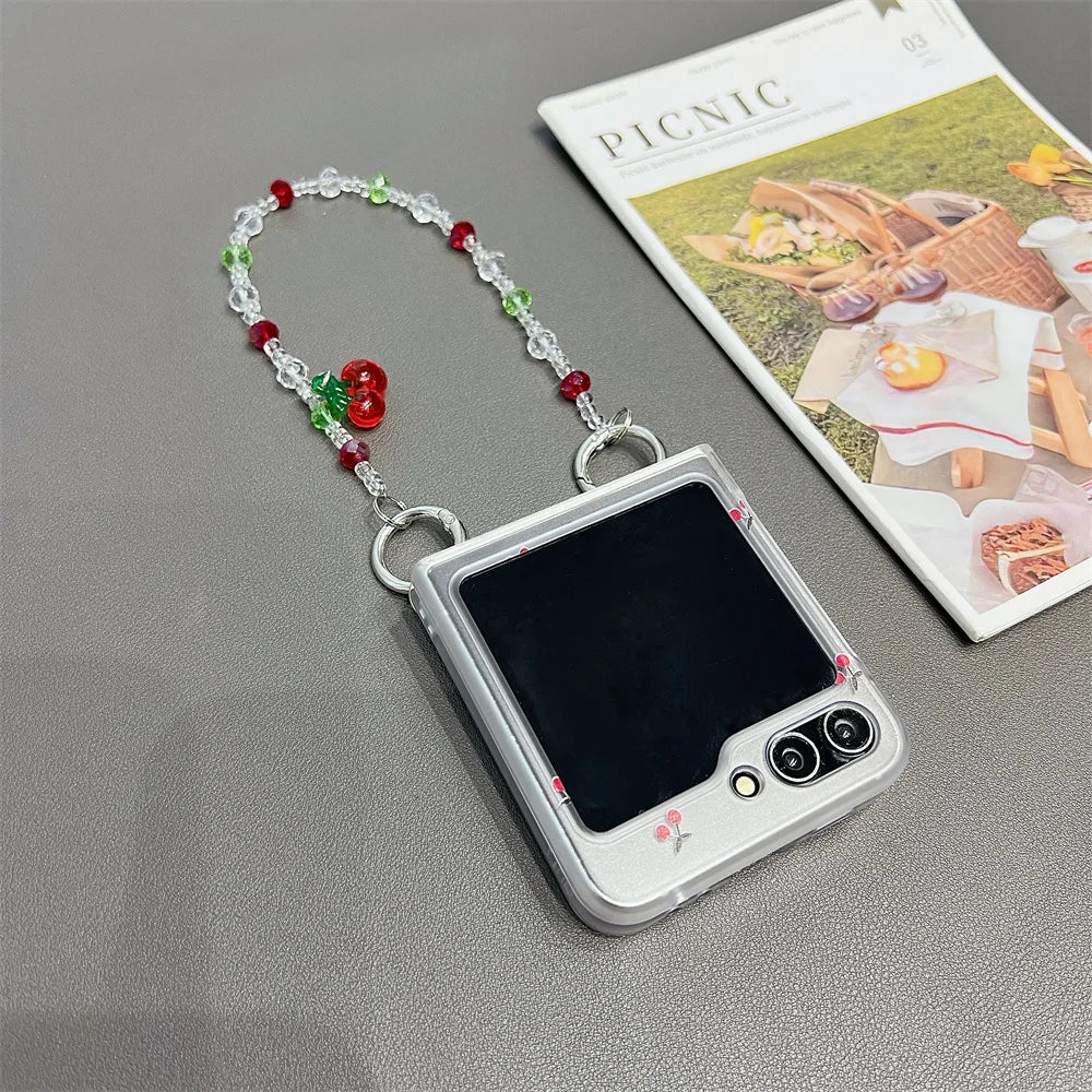 Cute Cherry Case with Wrist Strap for Galaxy Z Flip Series