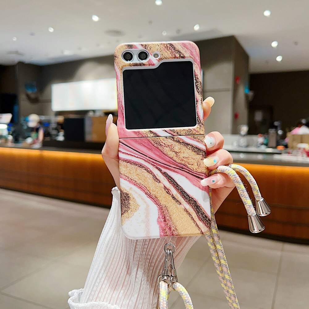 Luxury Lanyard Marble Case for Samsung Galaxy Z Flip 5