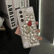 Luxury Rhinestone Rose Flower Case For Samsung Galaxy Z Fold Series