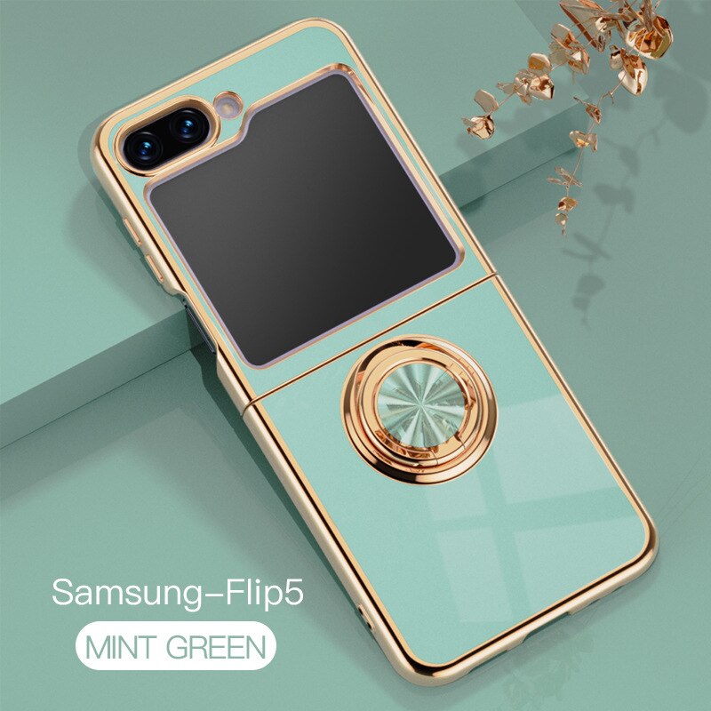 MAGNETIC PLATING CASE WITH RING FOR SAMSUNG GALAXY Z FLIP 5