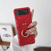 Luxury V-line Leather Phone Case For Samsung Galaxy Z Flip