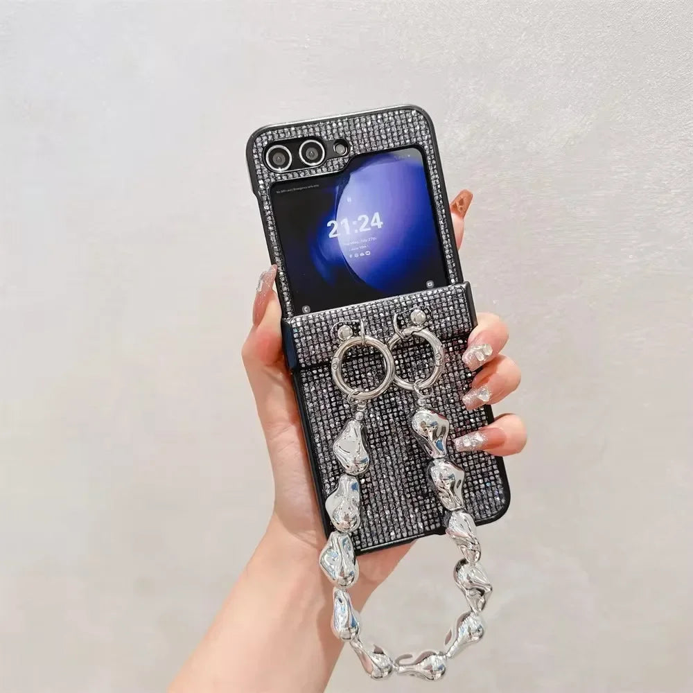 Bling Glitter Case With Wrist Strap For Galaxy Z Flip Series