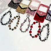 Leopard Glitter Gemstone Case with Bracelet for Galaxy Z Flip Series