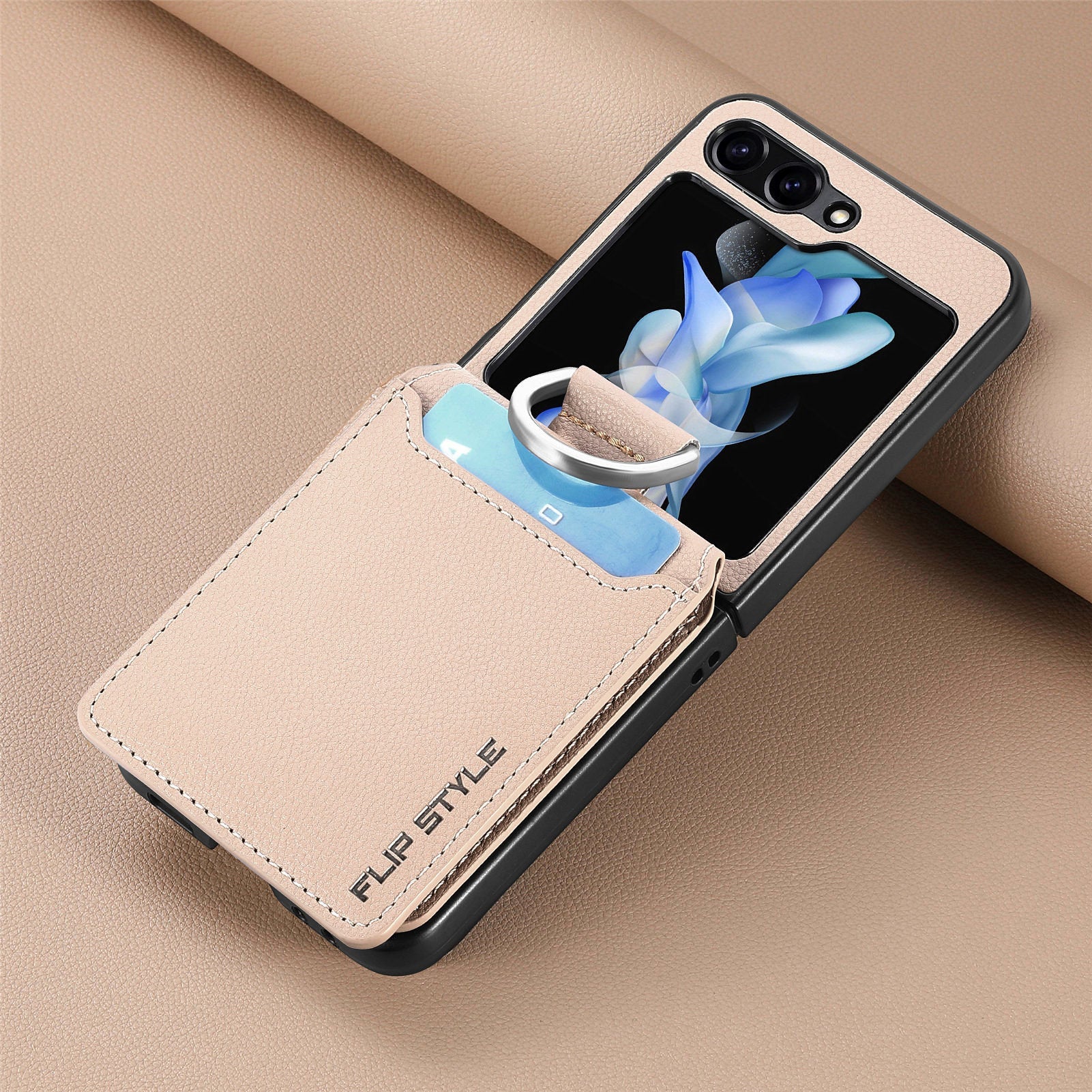 Card Holder Folding Leather Case For Galaxy Z Flip Series