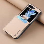 Card Holder Folding Leather Case For Galaxy Z Flip Series