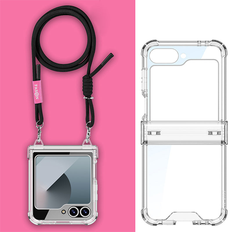 Adjustable Lanyard Transparent Case For Galaxy Z Flip 6