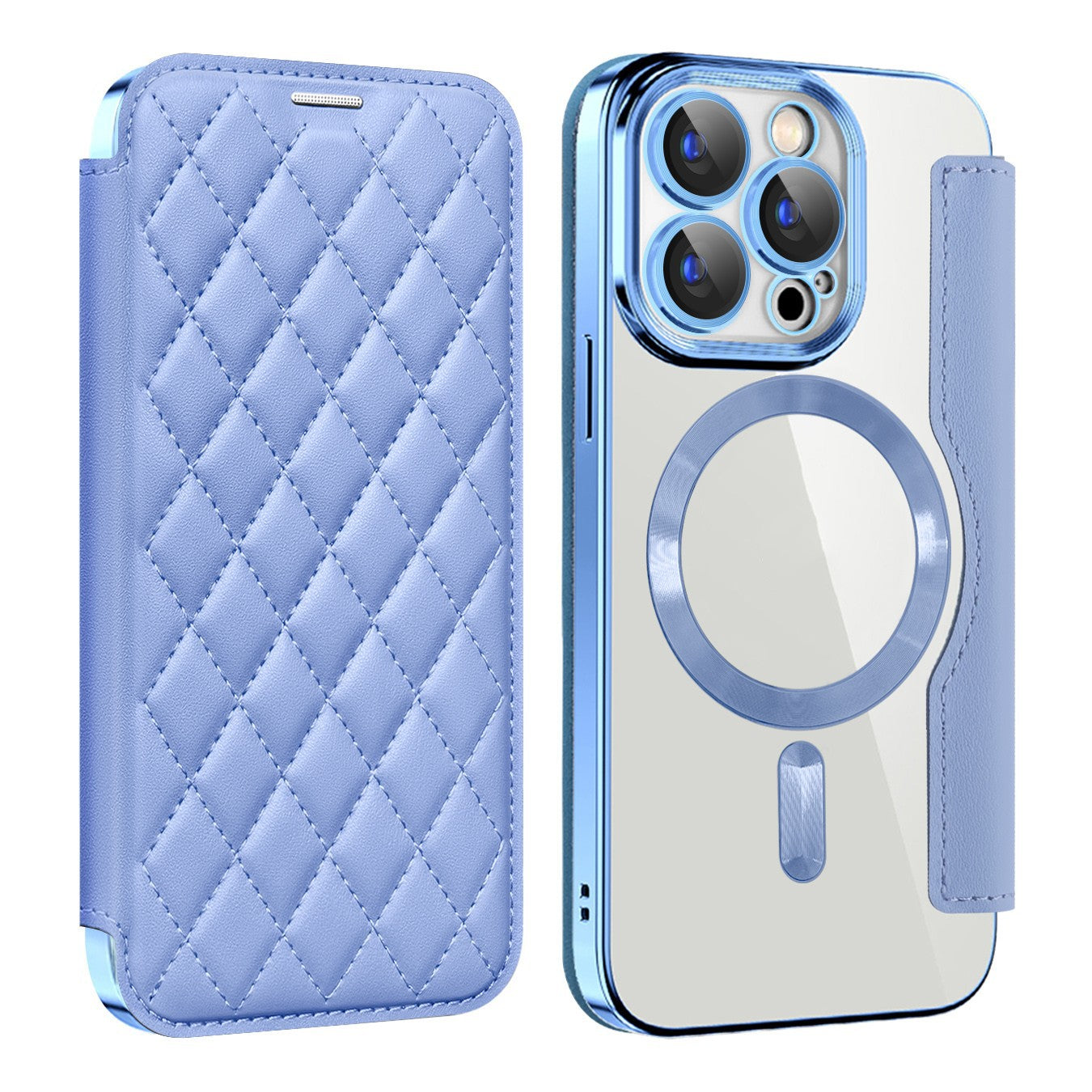 iPhone Magsafe Series | Electroplated Magnetic Diamond Pattern Flip Leather Case