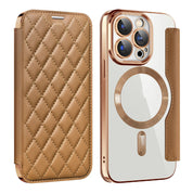 iPhone Magsafe Series | Electroplated Magnetic Diamond Pattern Flip Leather Case