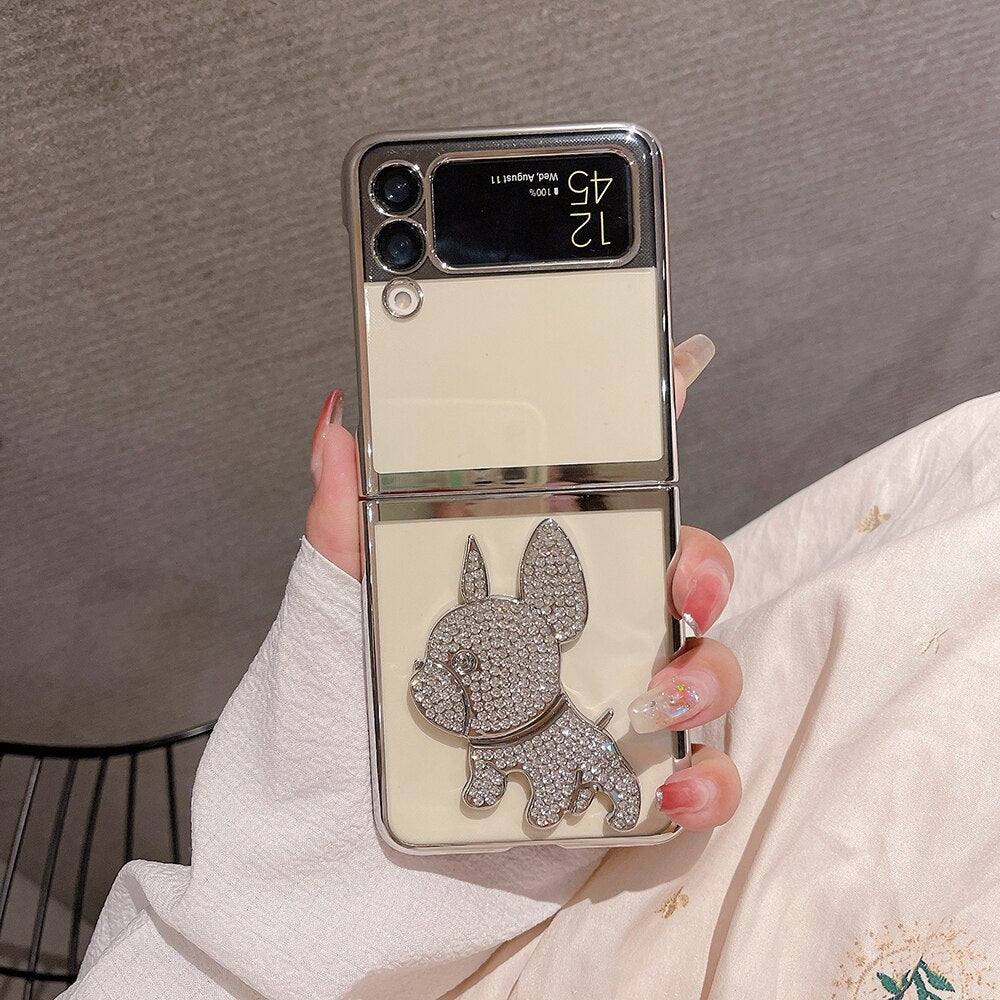 Luxury Bling Rhinestone Dog Case Samsung Galaxy Z Flip