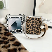 Furry Leopard Case with Hairball Pendant for Galaxy Z Flip Series