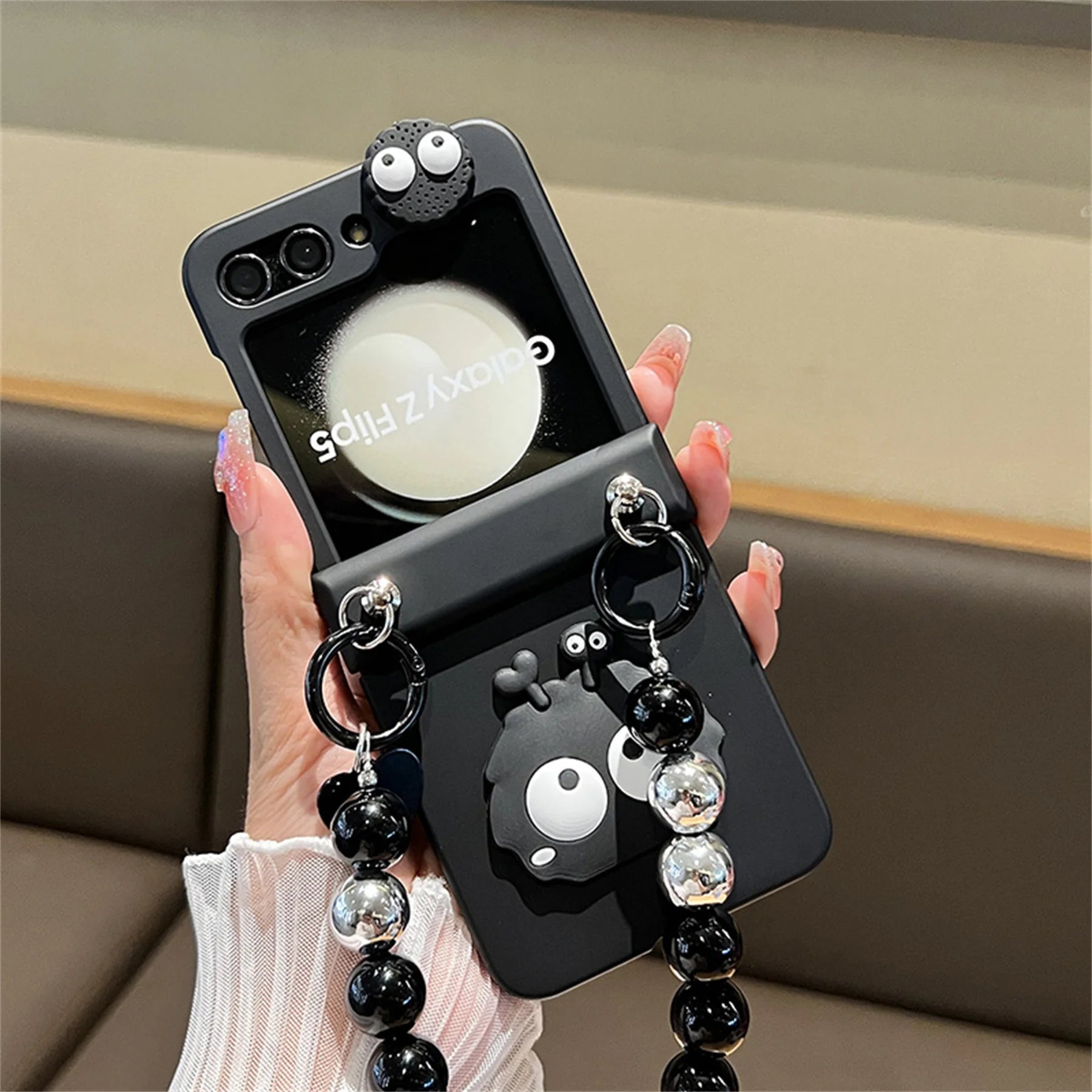 Cute Coal Ball Case with Ring Bracelet for Galaxy Z Flip Series