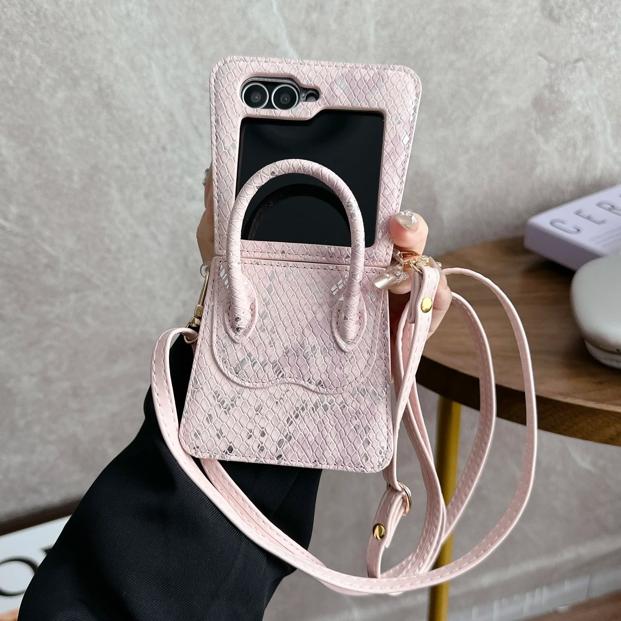 Serpentina Luxe Snake Skin Crossbody Case for Z Flip