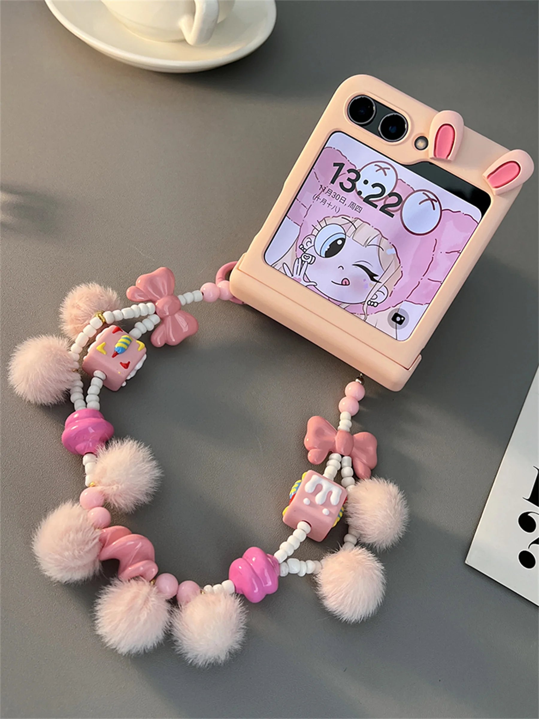 Cute Rabbit Ear Bow Bracelet Case | Samsung Z Flip 5